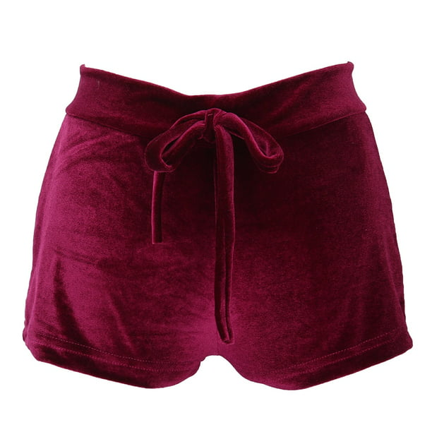 Summer Velvet Drawstring Shorts Women Solid Lace Up Shorts Casual Push Up Short